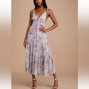 Floral Lavender Midi Dress